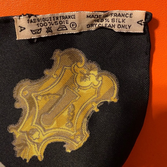 Hermes France  35+" Sq Black Red Grey Gold Silk Scarf- Keys Design & Box - Picture 5 of 7